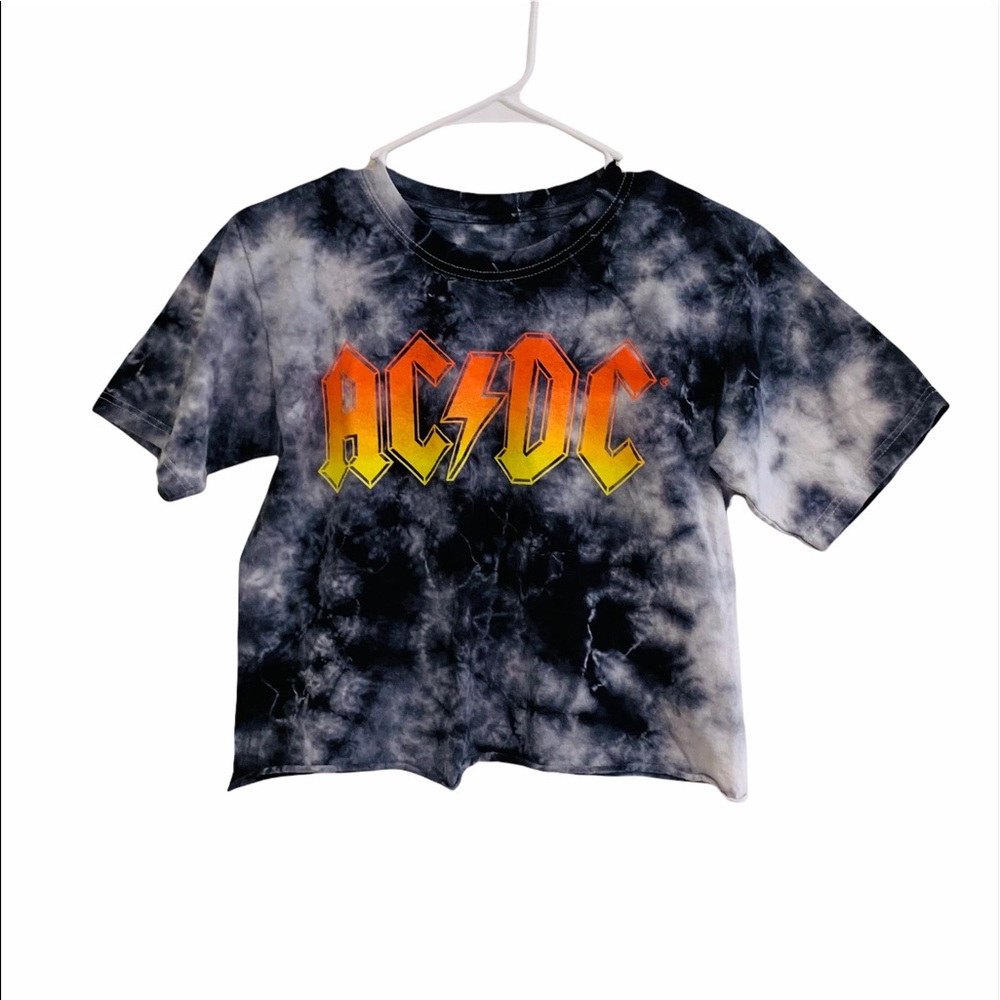 AC/DC Tie-Dye Crop Tee in Black, White, Orange, Yellow